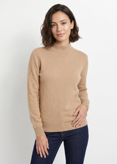 Pull chaud col montant avec laine et angora Camel
