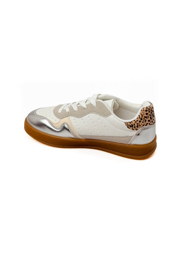 Sneakers à lacets empiècements fantaisie Argente