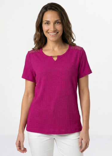 T-shirt court dentelle Cassis