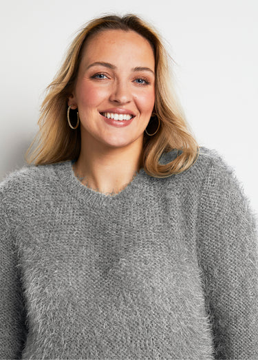 Pull maille douce effet poilu Argent