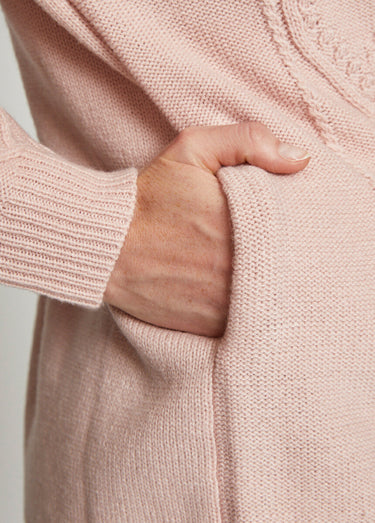 Gilet zippé chaud col montant torsades Rose