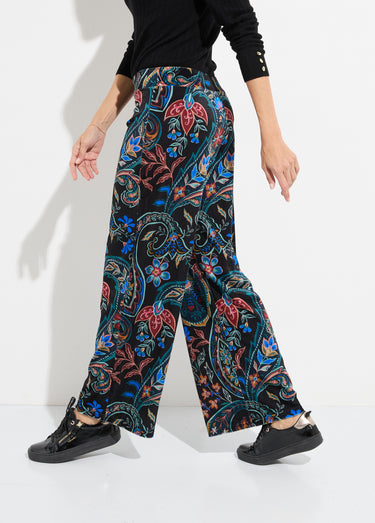 Pantalon en velours, imprimé cachemire Noir Imprime