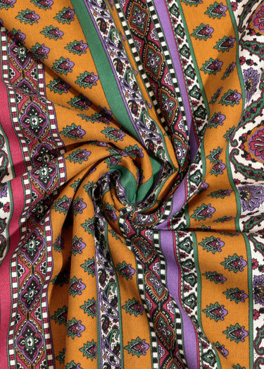 Coupon tissu motif cachemire, Devarana Fond Camel
