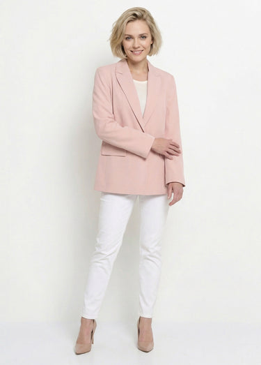 Veste longue 1 bouton avec col tailleur Rose