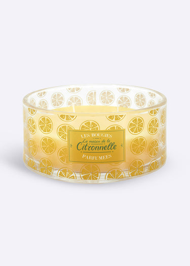 Bougie parfumée citronnelle 4 mèches Jaune - citron en tranche