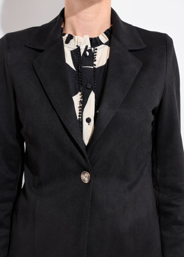 Veste col tailleur 1 bouton twill souple Noir