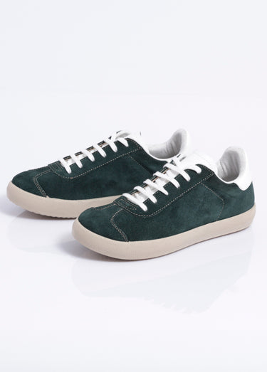 Baskets unies compensées cuir à lacets Vert