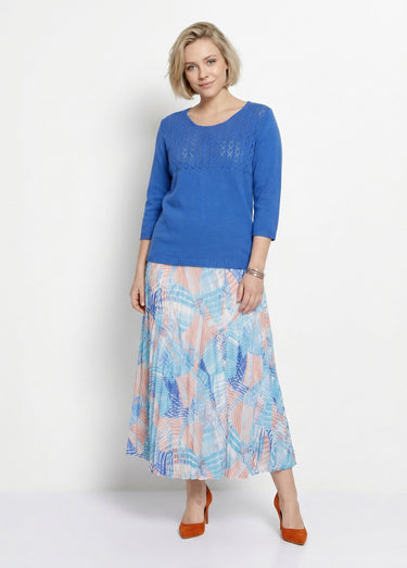 Pull manches 3/4 ajouré Bleu