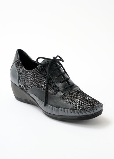Derbies cuir zippées effet laçage Noir