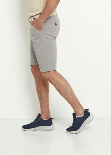 Bermuda petits motifs à revers + ceinture Gris Clair