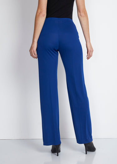 Pantalon taille élastiquée fluide évasé Bleu