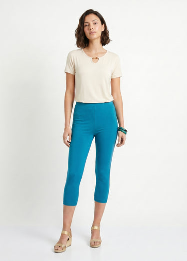 Legging court coton taille élastiquée Aqua