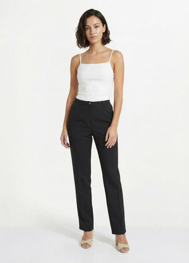 Pantalon droit uni taille semi élastiquée Noir