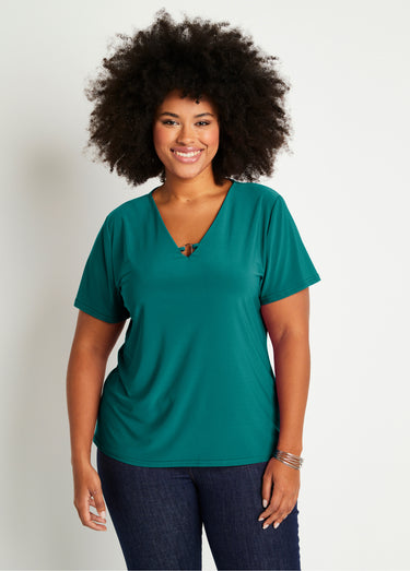 T-shirt manches courtes uni ou imprimé Uni Vert