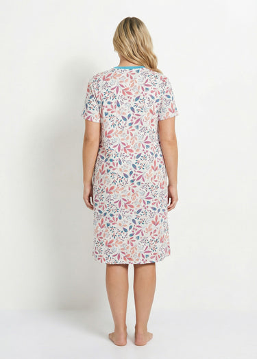 Chemise de nuit courte imprimée col tunisien Imprime/Rose