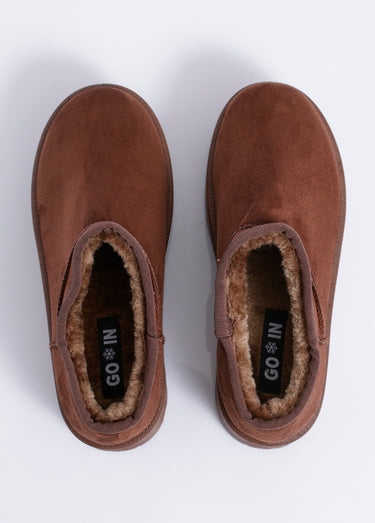 Low boots plateforme en suédine fourrées Marron