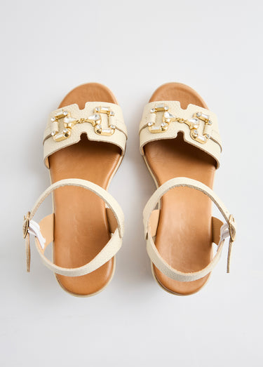 Sandales compensées cuir largeur confort chic Beige