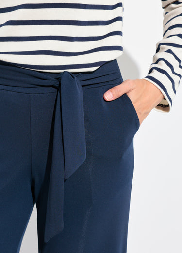 Pantalon fluide extensible à ceinturer Marine