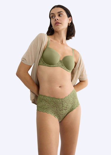 Culotte maxi dentelle extensible, Amourette Olive