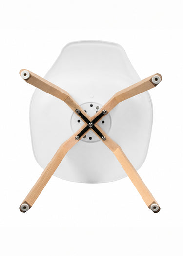 Set 4 Chaises assise coque et pieds bois Blanc
