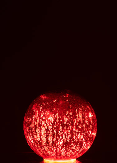 Boule à LED à poser en verre Rouge