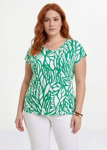 T-shirt court motif graphique Vert/Blanc
