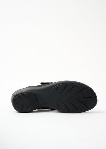 Sandales cuir grande largeur scratchées Noir