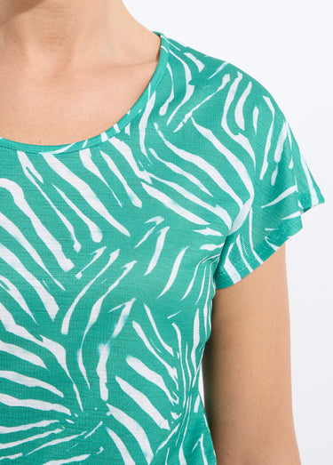 T-shirt col rond manches courtes imprimé Vert