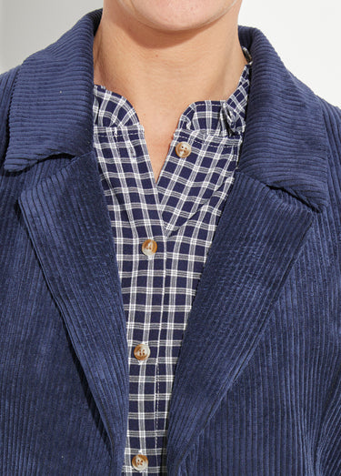Veste velours grosses cotes, col tailleur Marine