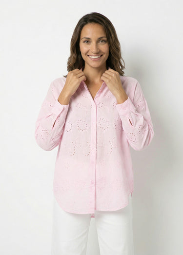 Chemisier coton avec broderie anglaise Rose