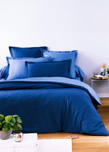 Taie pur coton uni RELAX Bleu denim