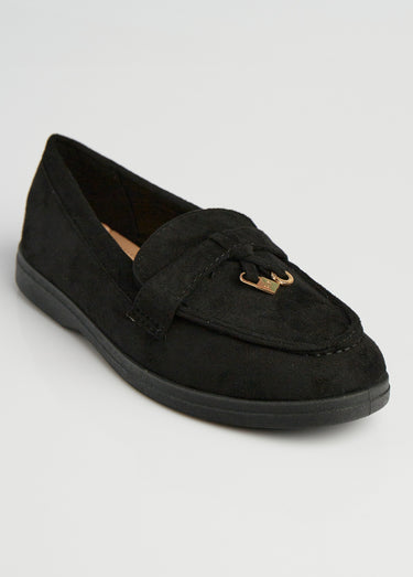 Mocassins style loafers aspect daim Noir