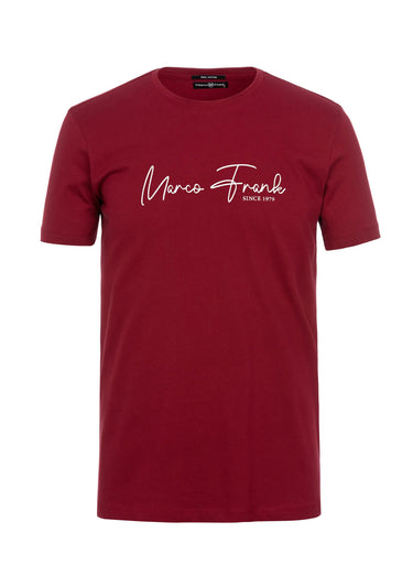 T-shirt col rond à message signature Bordeaux