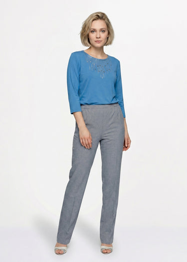 T-shirt manches 3/4 clouté fantaisie Bleu