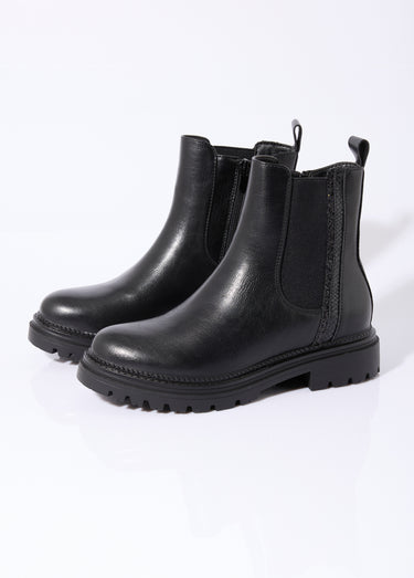 Boots Chelsea crantées détails matières Noir