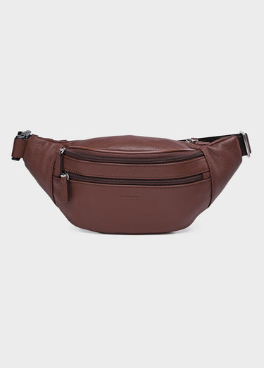 Sac banane homme en cuir Chocolat
