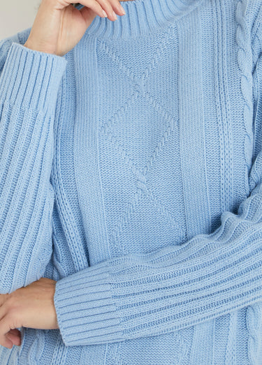 Pull chaud style irlandais col montant Ciel