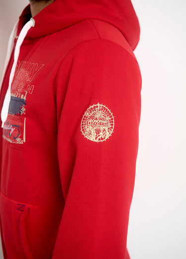 Sweat à capuche zippé poche kangourou Rouge/Marine