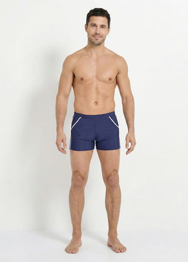 Boxer de bain piscine, bandes cotés Marine