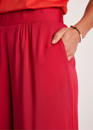 Pantalon large taille élastiquée fleuri ou uni Tomette