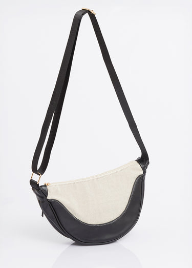 Sac demi lune toile et simili cuir Noir