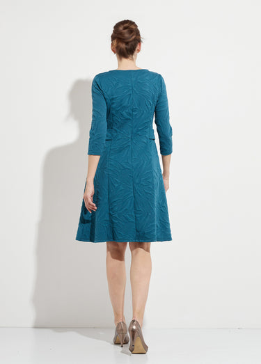 Robe courte galbée jacquard reliefé Bleu Canard