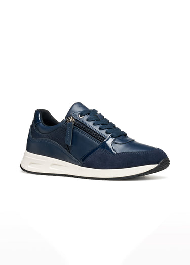 Baskets compensées lacets et zips Bleu Marine