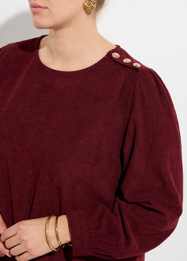 Robe housse en velours grosses cotes Bordeaux