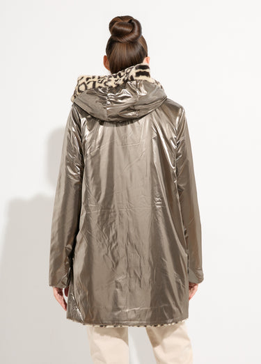 Parka réversible déperlant / léopard Bronze/Leopard