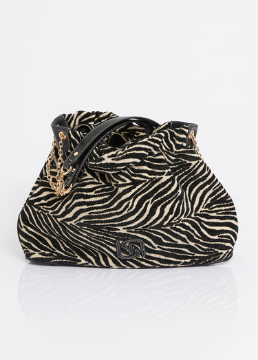 Sac à main bourse, motif velours zèbre Zebre