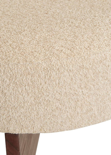 Grand pouf en bouclette, piètement bois Blanc