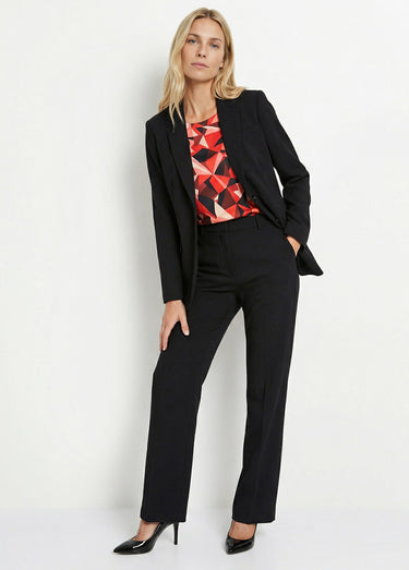 Veste blazer unie coupe droite col tailleur Noir