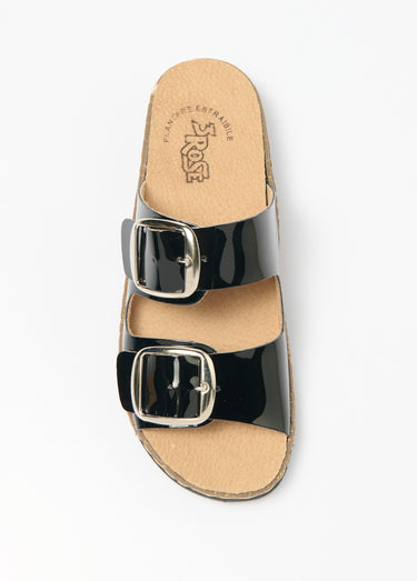 Mules compensées à boucles réglables Noir