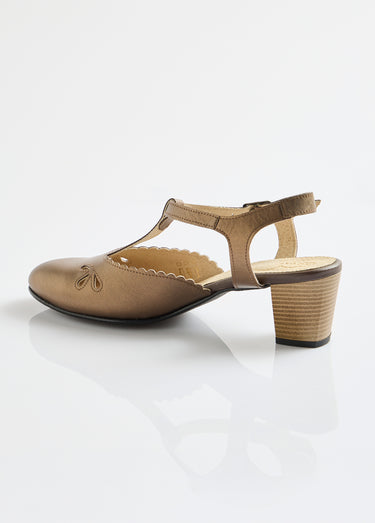 Sandales salomé cuir talon haut largeur confort Bronze